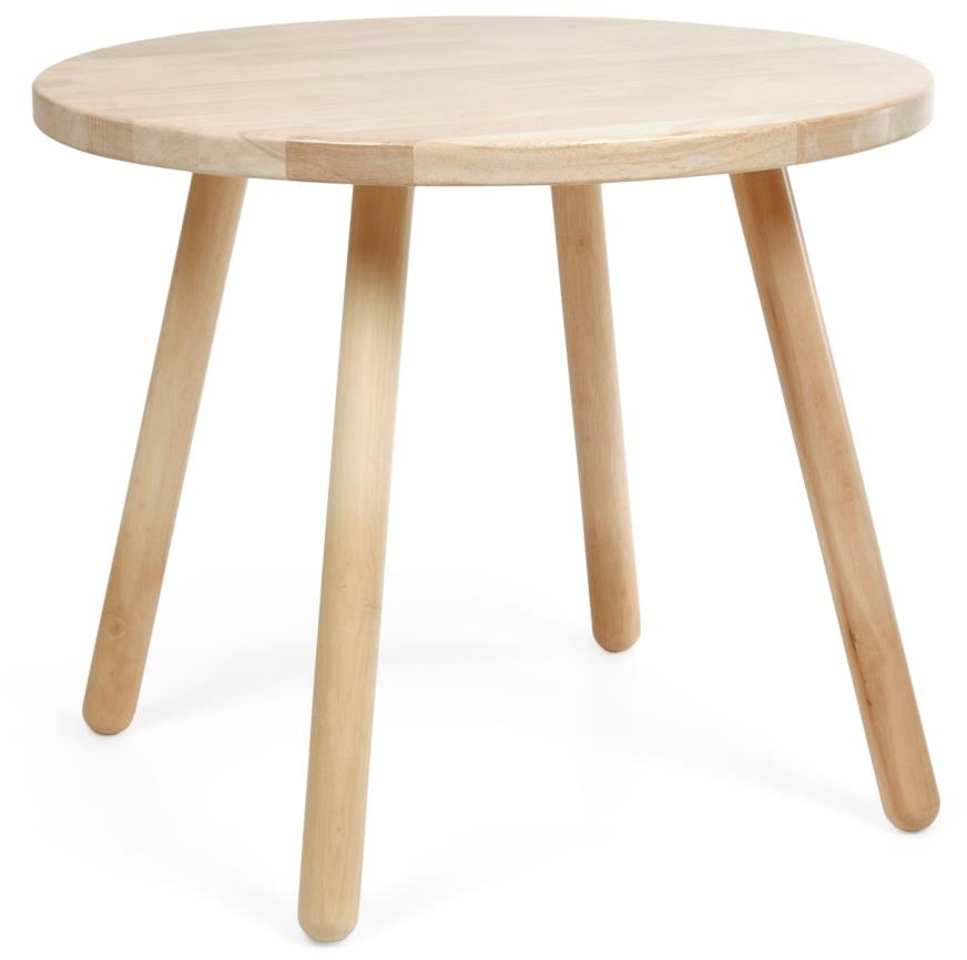 Børneaktivitetsbord Kave Home Dilcia rund Ø55 cm massivt gummitræ natur