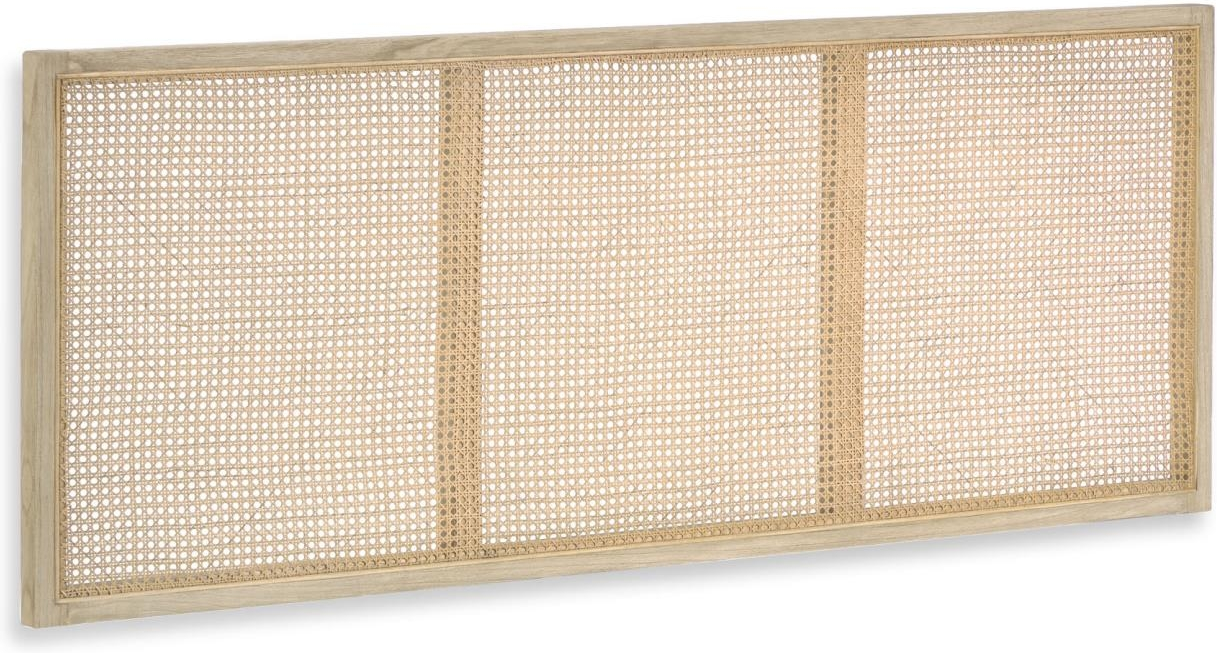 Sengegavl Kave Home Rexit kolonial rustik i massivt minditræ med håndflettet wienerrattan H65 x B163 cm natur