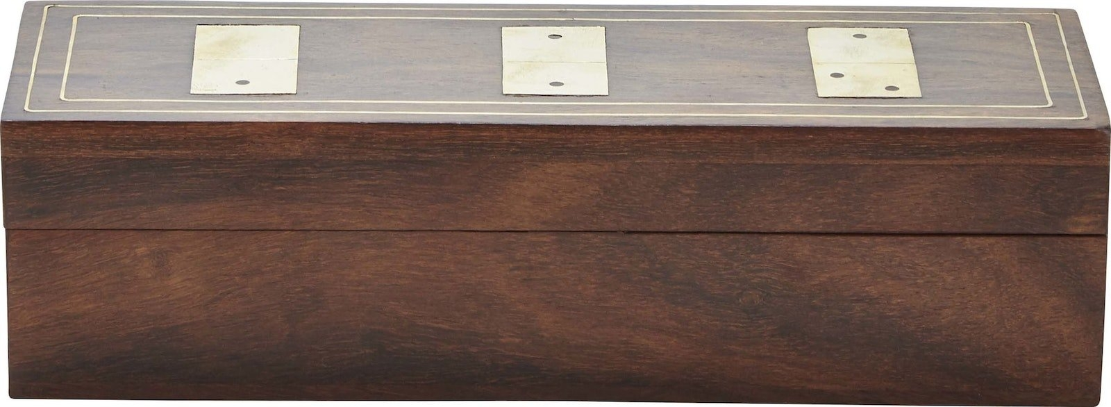 Dominoæske Margit Brandt i sheeshamtræ med messingdetaljer, brun, 4,6×7×20,5 cm