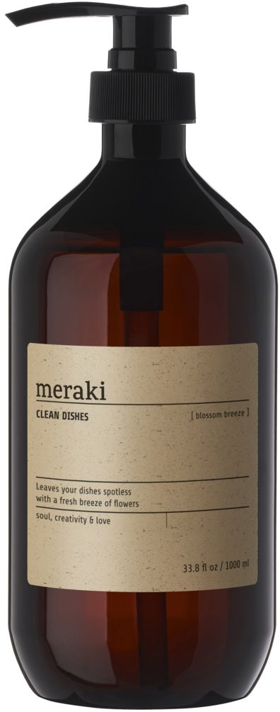 Opvaskemiddel Meraki Blossom Whiff - Svanemærket sort pumpeflaske Ø8,5×24,4 cm