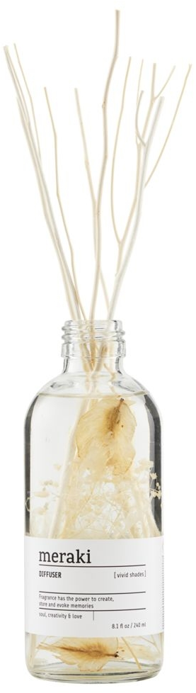 Duftfrisker Meraki Vivid Shades 240 ml - klart/hvid glasdiffuser med rattanpinde