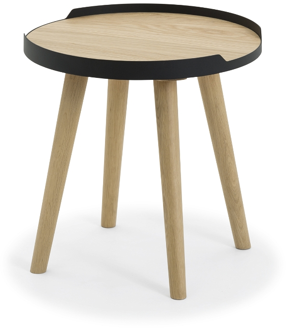 Sidebord Nielsen Design Hasseris Ø47 x H47 cm egetræsfinér med metalramme og ben i massiv egetræ