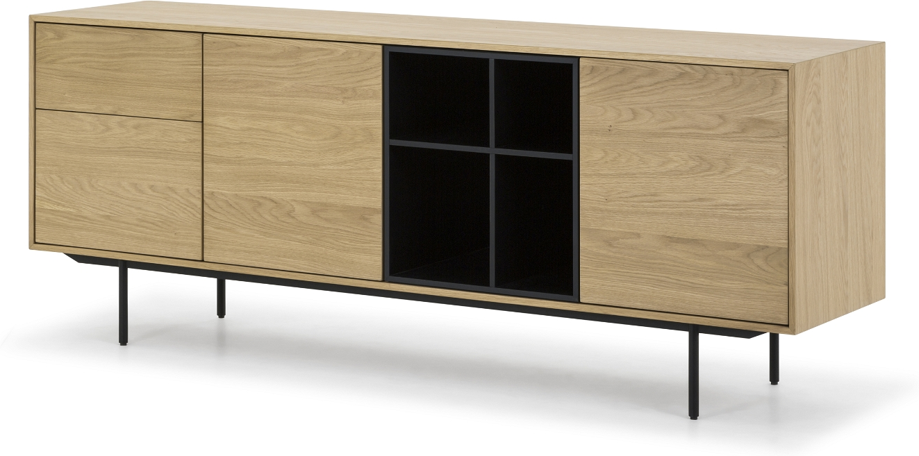 Skænk Nielsen Design Hasseris - Eg natur egetræsfiner/folie & pulverlakeret stål, 190x45x74 cm