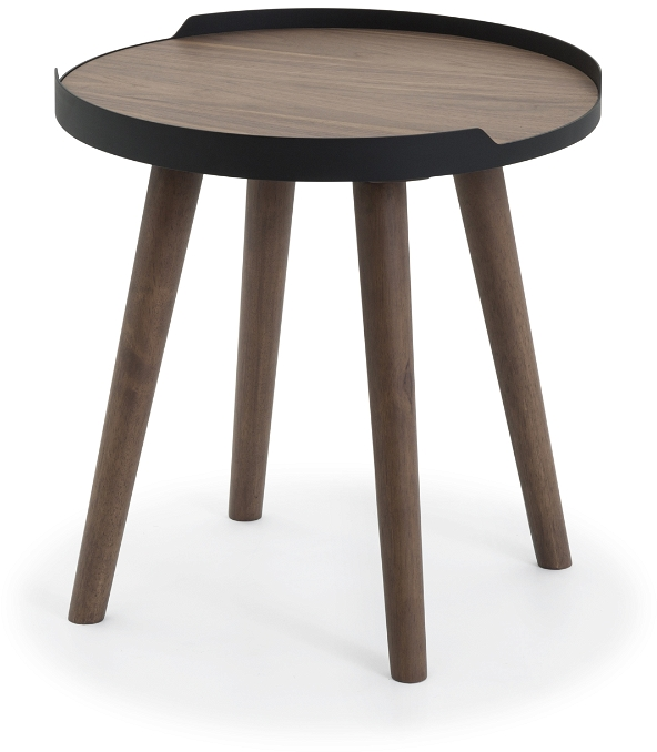 Sidebord Nielsen Design Hasseris Ø47 cm valnødfinér massiv valnød rundt småbord