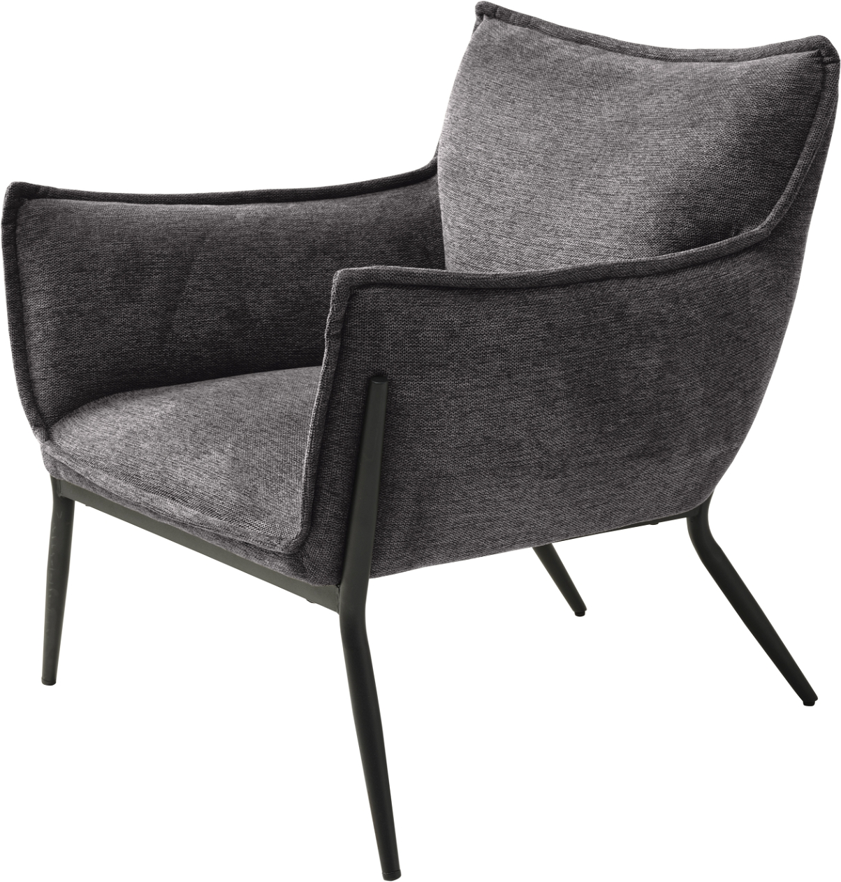 Loungestol Nordique Design Calgary mørkegrå Brego stof sorte metalben H82xB71xL83