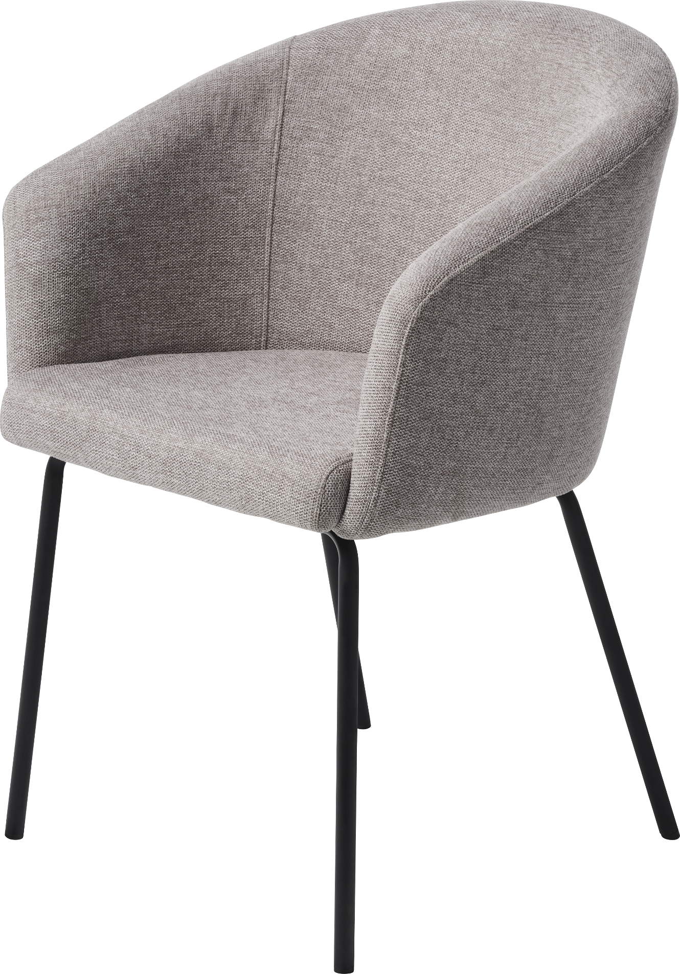 Nordique Design Easton spisebordsstol med armlæn i lysegrå Brego stof og sorte metalben