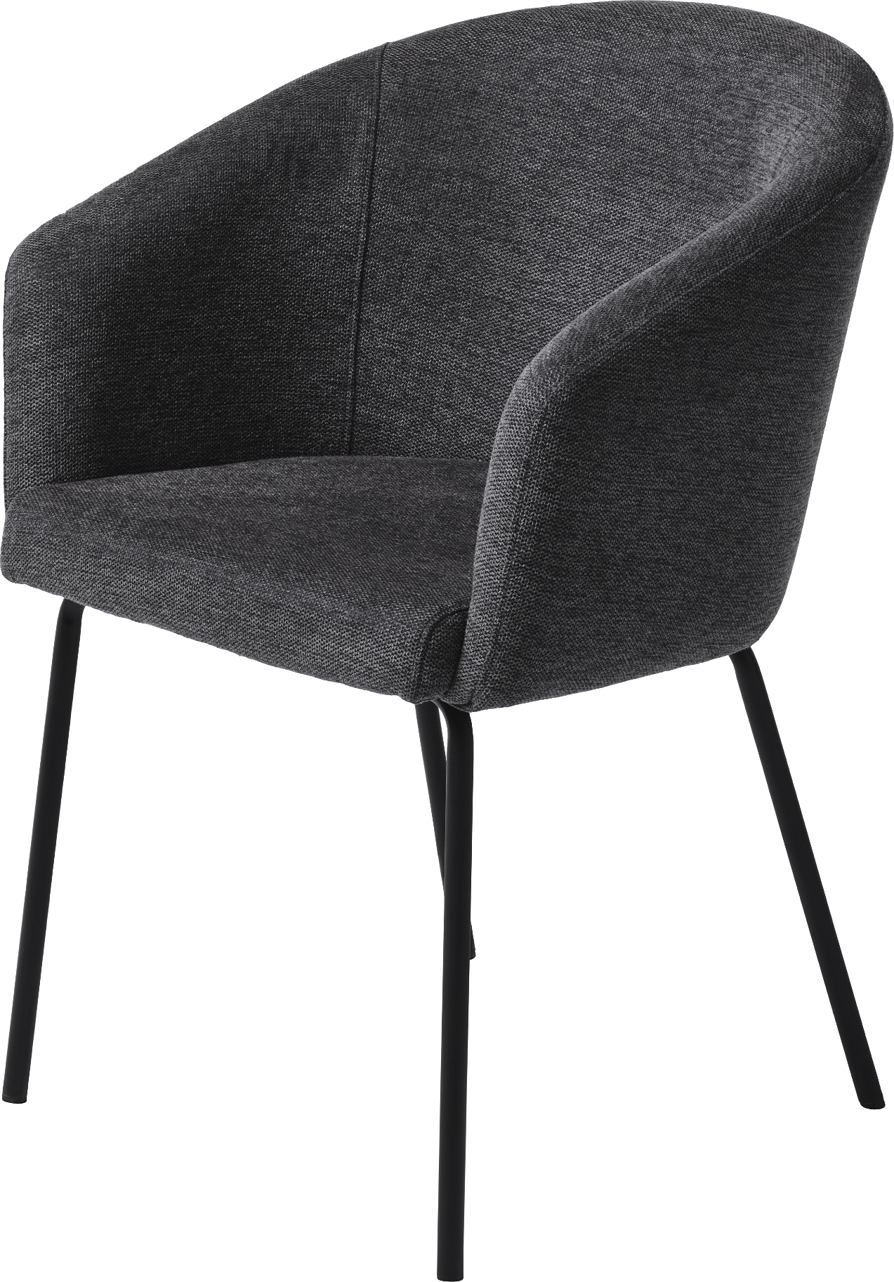 Spisebordsstol Nordique Design Easton strukturvævet OekoTex-stof mørkegrå/sort metal armlæn