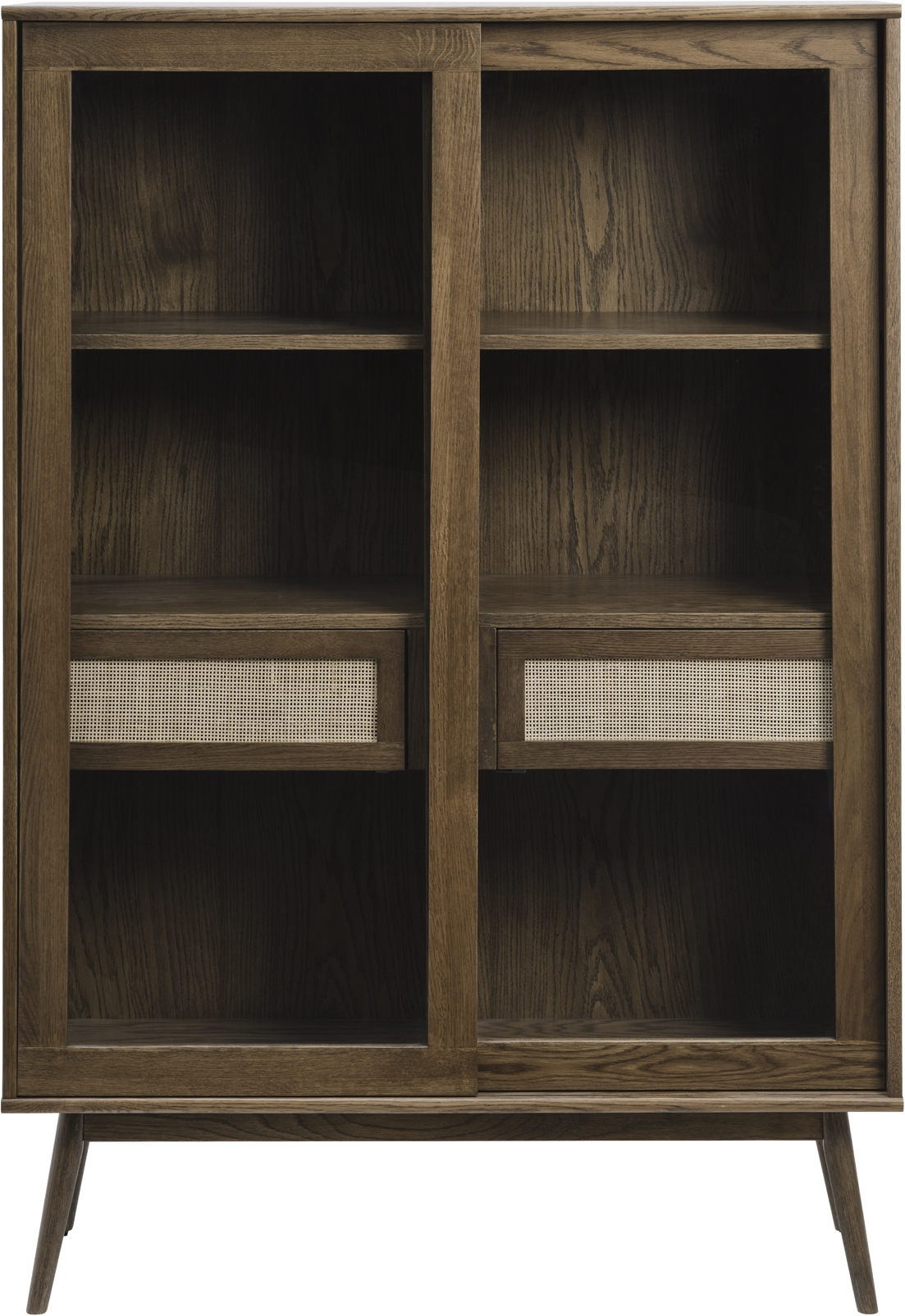 Vitrineskab Nordique Design Barrali røgfarvet egetræ og rattan H160×B110×D40 cm