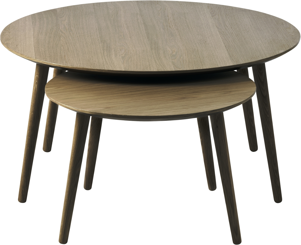 Runde sofabordsæt Nordique Design Adda 2 dele røget egetræ Ø88/58 H45/41 cm FSC 70%