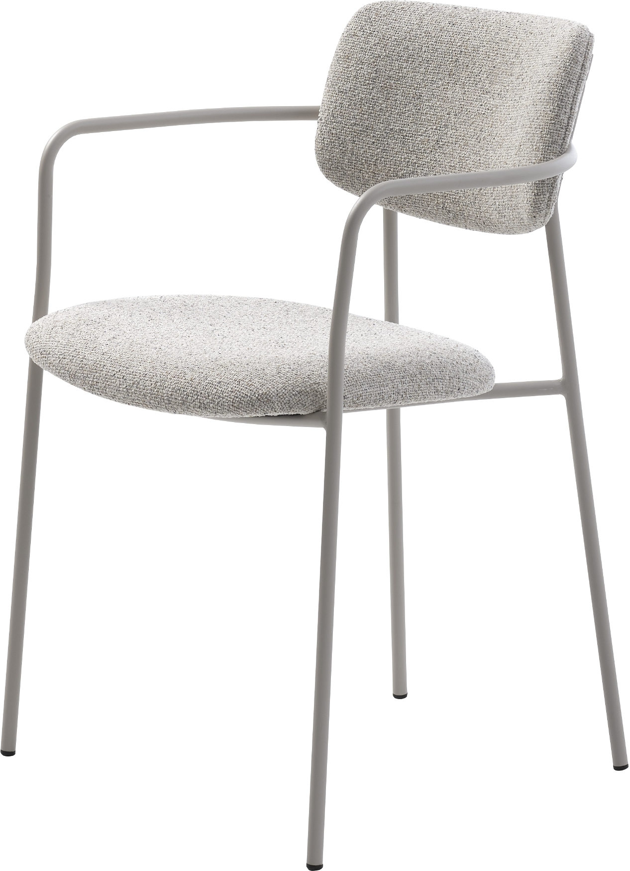 Spisebordsstol med armlæn Nordique Design Zama polstret råhvid/grå metal FSC 100%