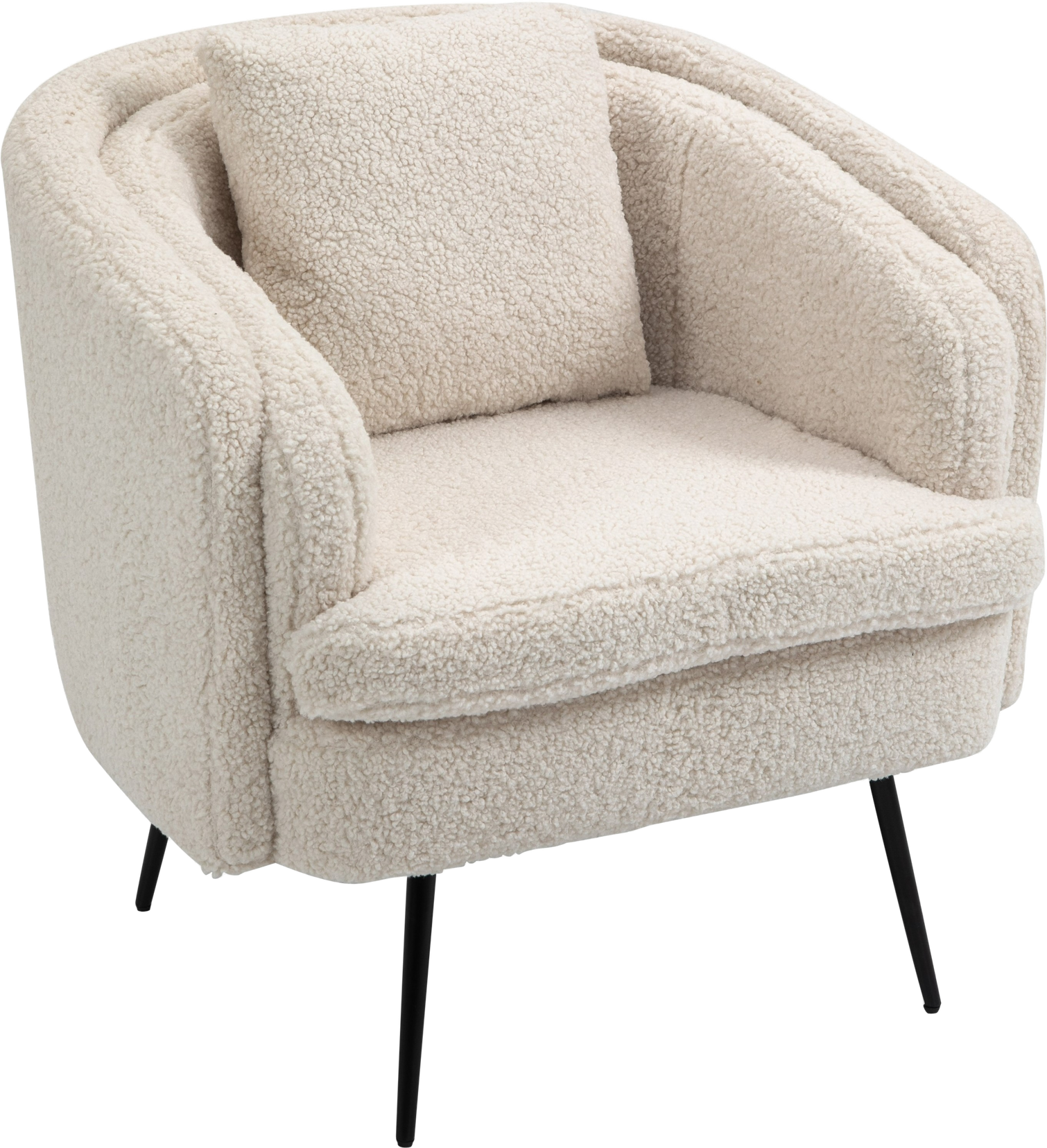 Loungestol og lænestol Nordlys Furniture Duke bouclé hvid med sorte metalben H80xB85xD82 cm