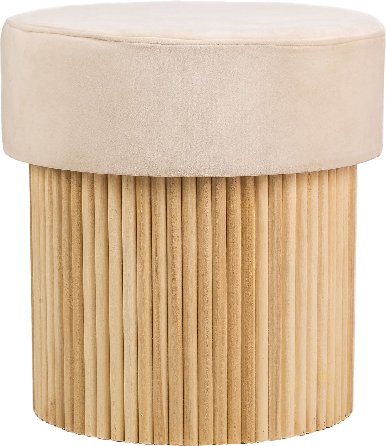 Nordlys Furniture Otsu puf fløjl beige med opbevaring Ø43 H45