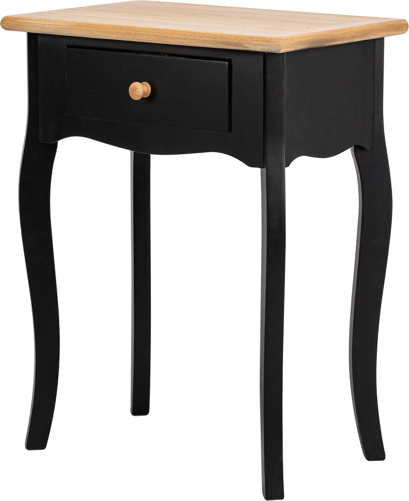 Udendørs sidebord Nordlys Furniture Montaigne i sortmalet træ med naturask-top