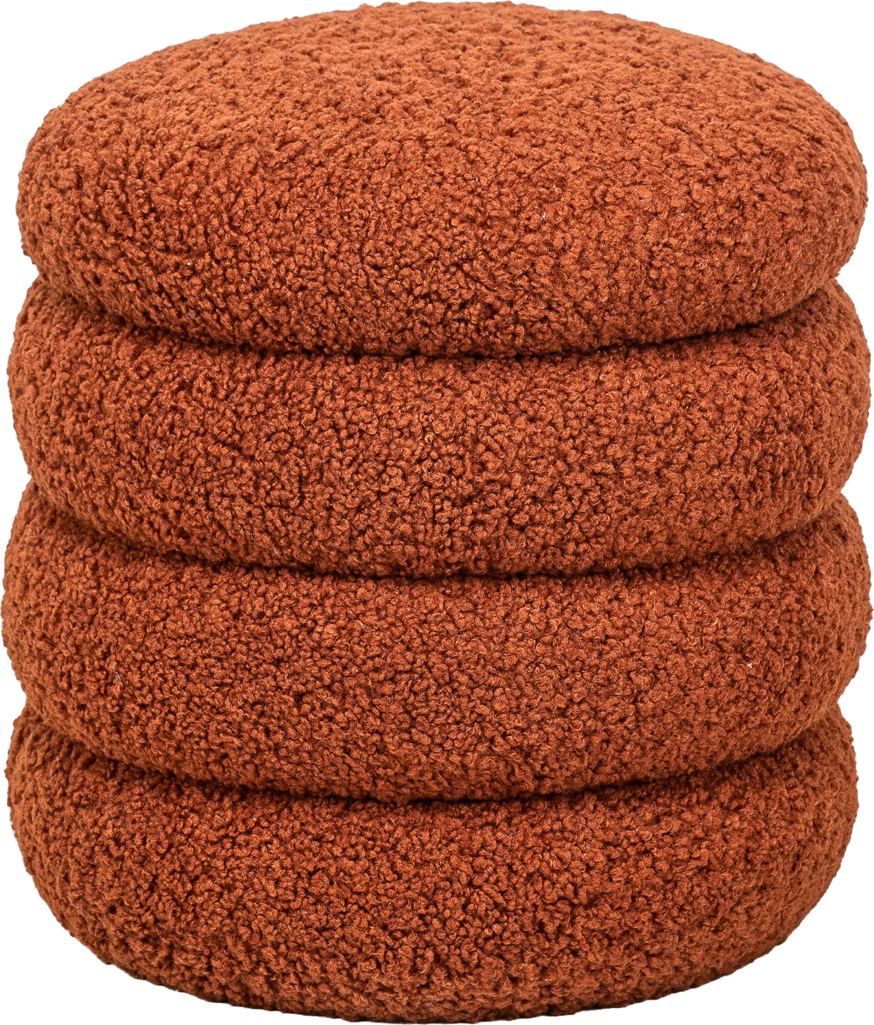 Puf Nordlys Furniture Flokke rød bouclé Ø40 cm H41 cm multifunktionel fodskammel