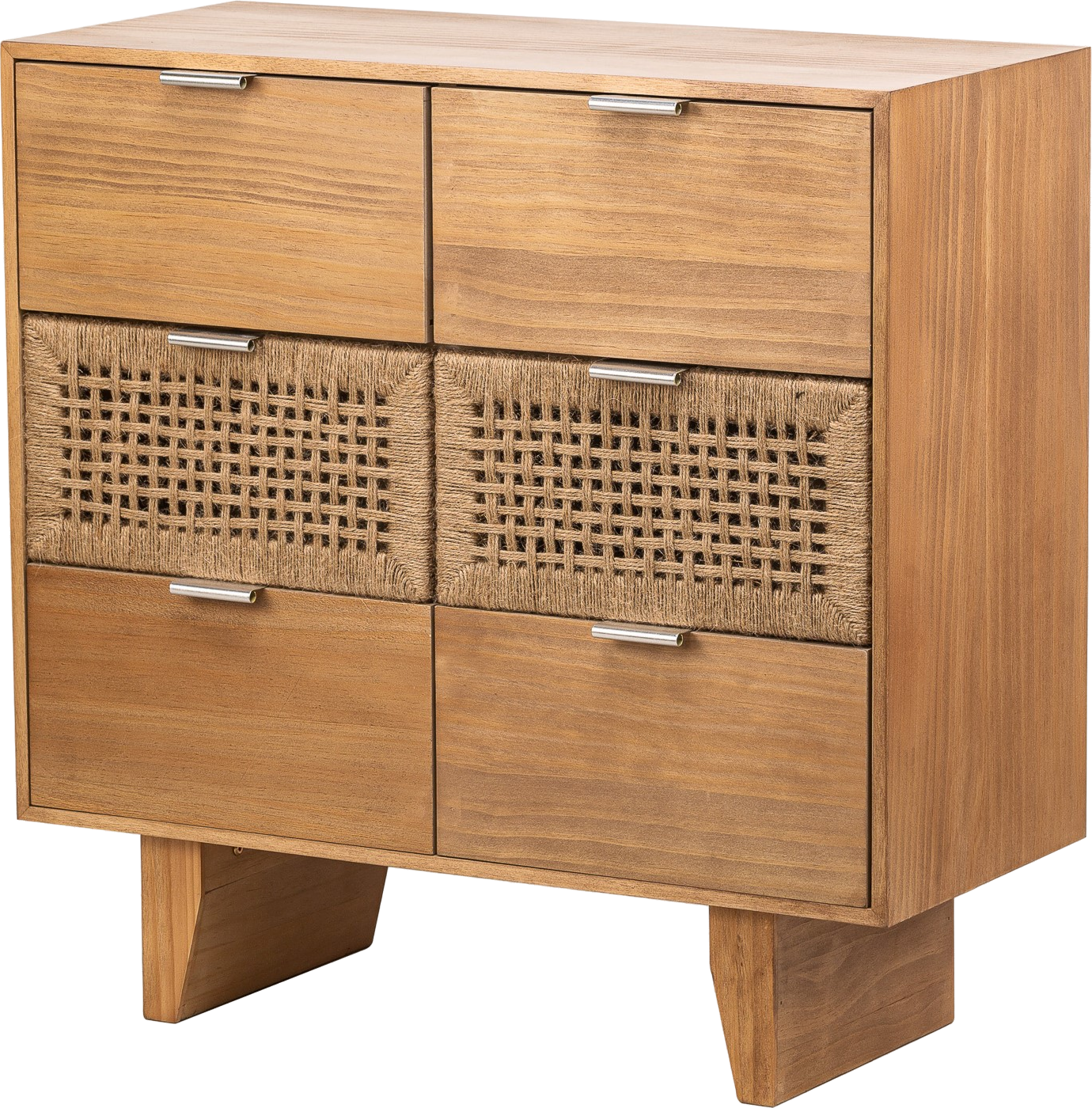 Kommode Malaga Nordlys Furniture naturtræ med reb 6 skuffer H78×B75×D35 cm