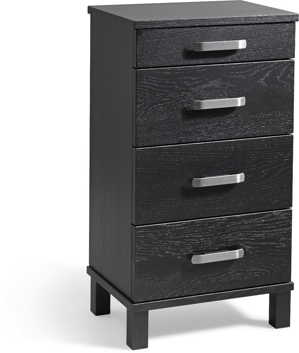 Kommode Oscarssons Möbel Nadja | Massiv sortbejdset egetræ, 4 skuffer, H75×B40×D31 cm