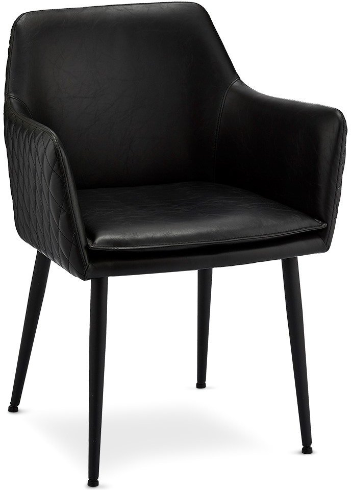 Spisebordsstol med armlæn Raymond & Hallmark Waterside sort PU-læder H84 x B57 x L62 cm