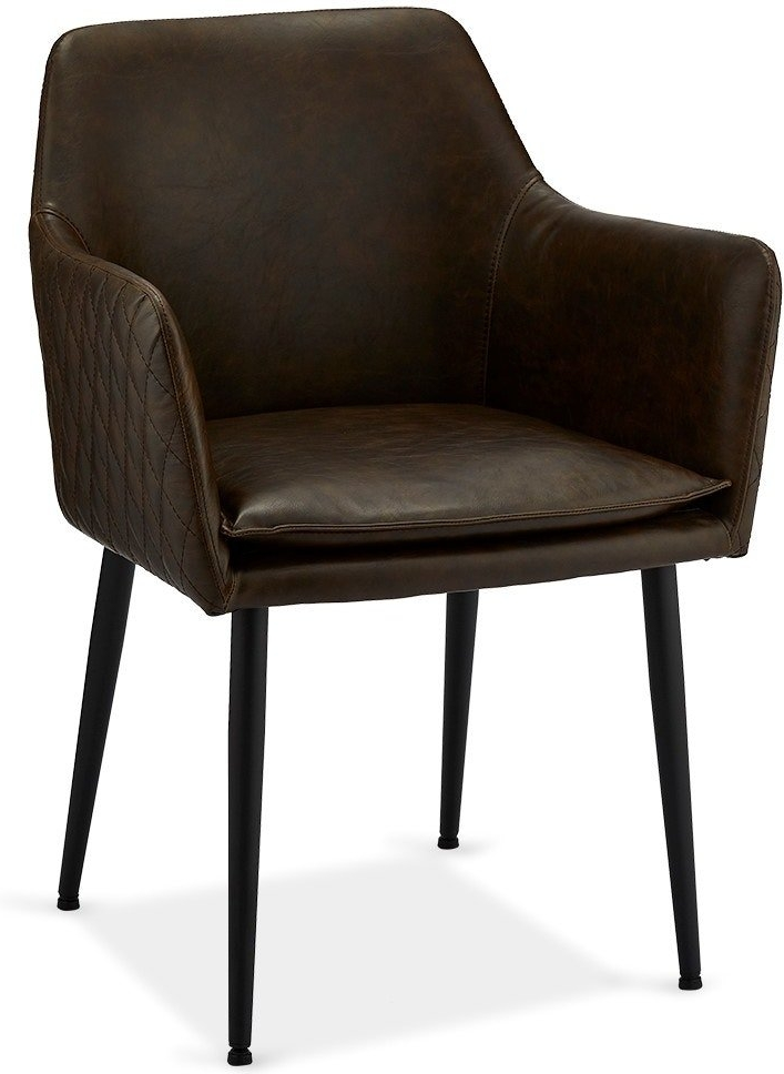 Spisebordsstol spisestol med armlæn, Raymond & Hallmark Waterside, mørkebrun PU-læder