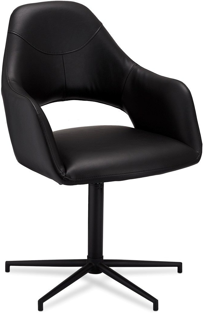 Spisebordsstol med armlæn Raymond & Hallmark Pinmore - sort PU-læder H89 x B59 x L64 cm