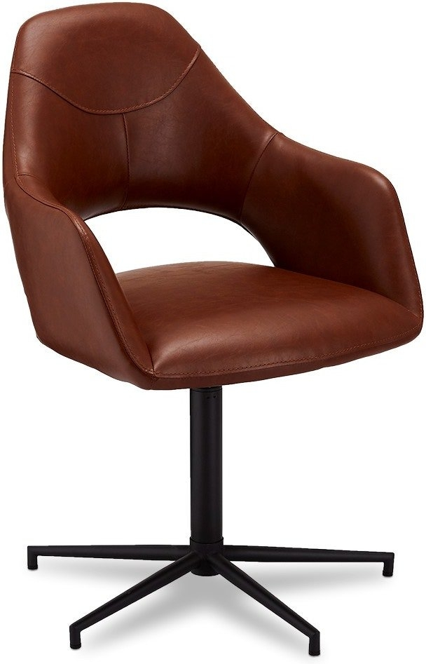 Spisebordsstol med armlæn Raymond & Hallmark Pinmore lysebrun PU-læder