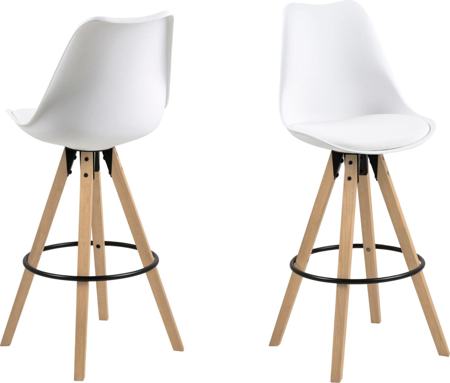 Barstol Signature Yelena i hvidt PU-læder med gummitræsben H112×B49×D55 cm