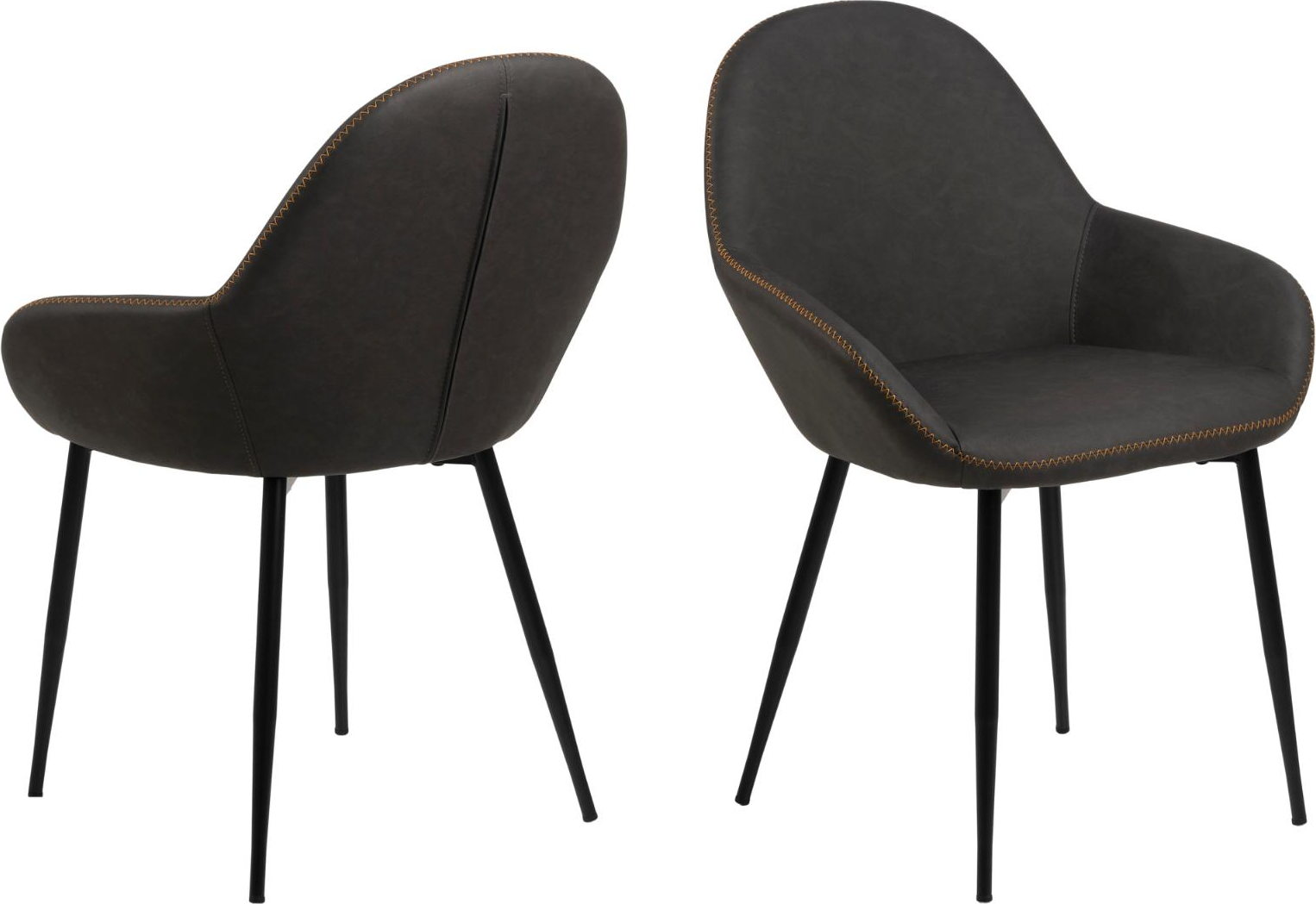 Spisebordsstol med armlæn Signature Xelara spisestuestol i mørkegrå PU og mat sort stel