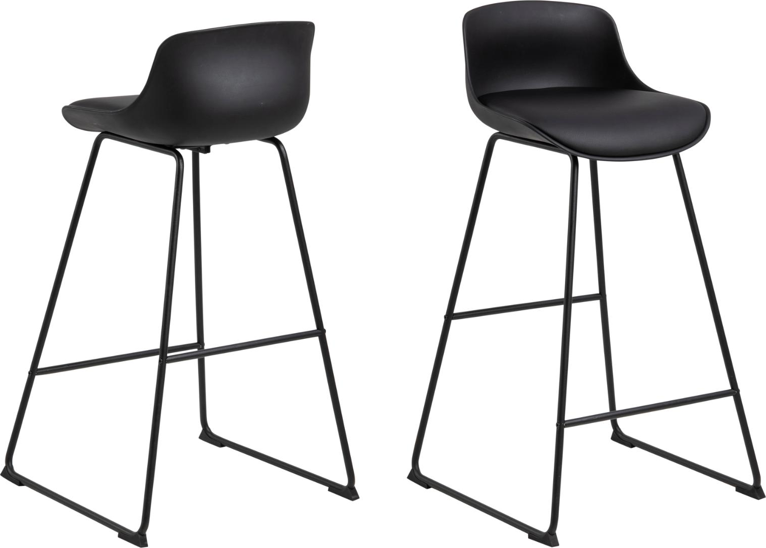 Barstol Signature Daelina i sort PU-læder med pulverlakeret stålstel