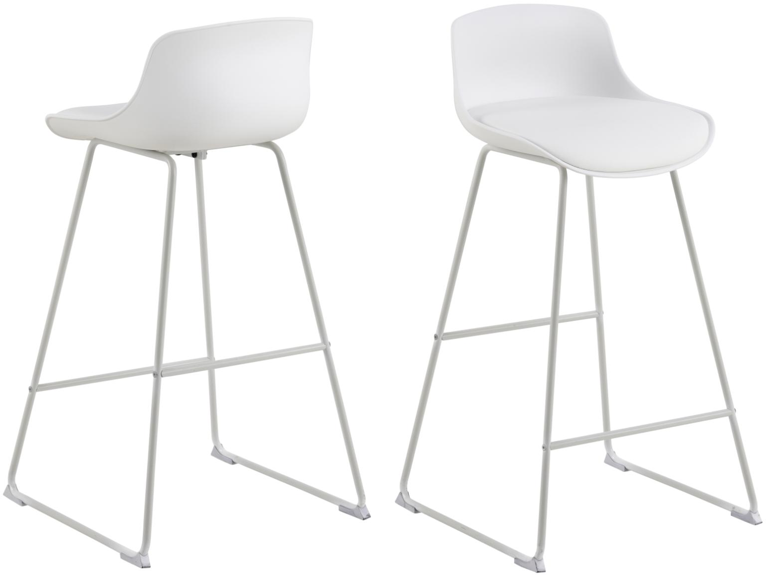 Barstol Signature Daelina hvid PU-læder & polypropylen med slædeformet pulverlakeret stålstel