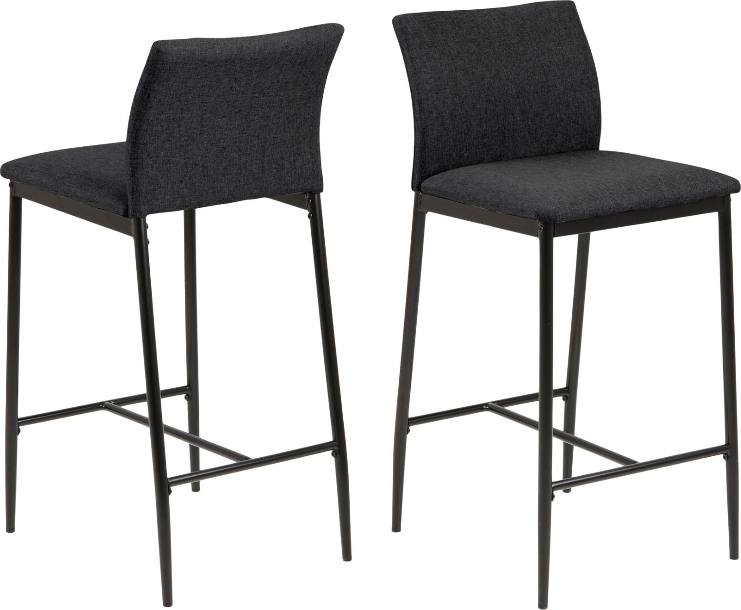 Barstol Signature Talitha grå Sawana stof - H-formet fodstøtte, sort pulverlakerede stålben, H90,5xB41xD48,5 cm