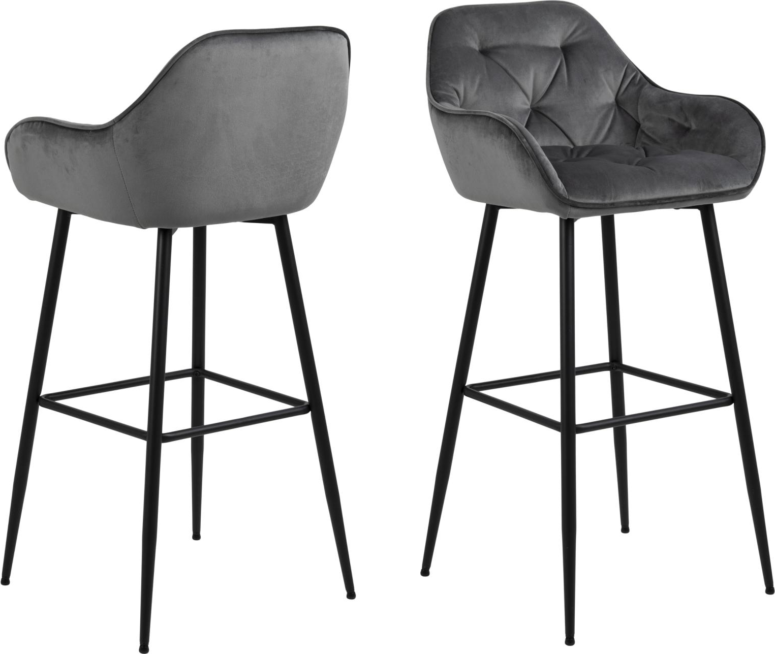 Signature Celinda barstol mørkegrå Vic stof H104xB52xD53cm, mat sort stålstel