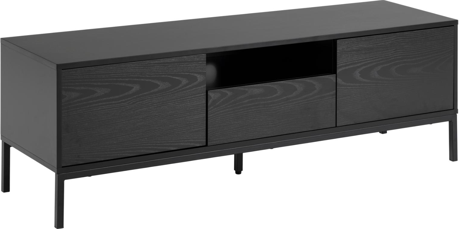 TV-bord Signature Alira - sort PU-MDF TV-møbel med skuffe og døre, H45×B140×D40 cm