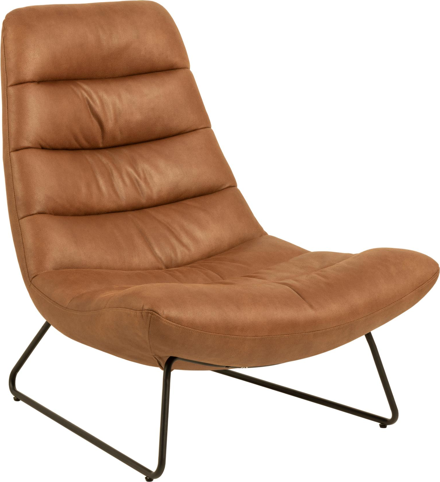 Signature Wylisse loungestol i Kentucky-blanding cognac Brandy med mat sort slædestel