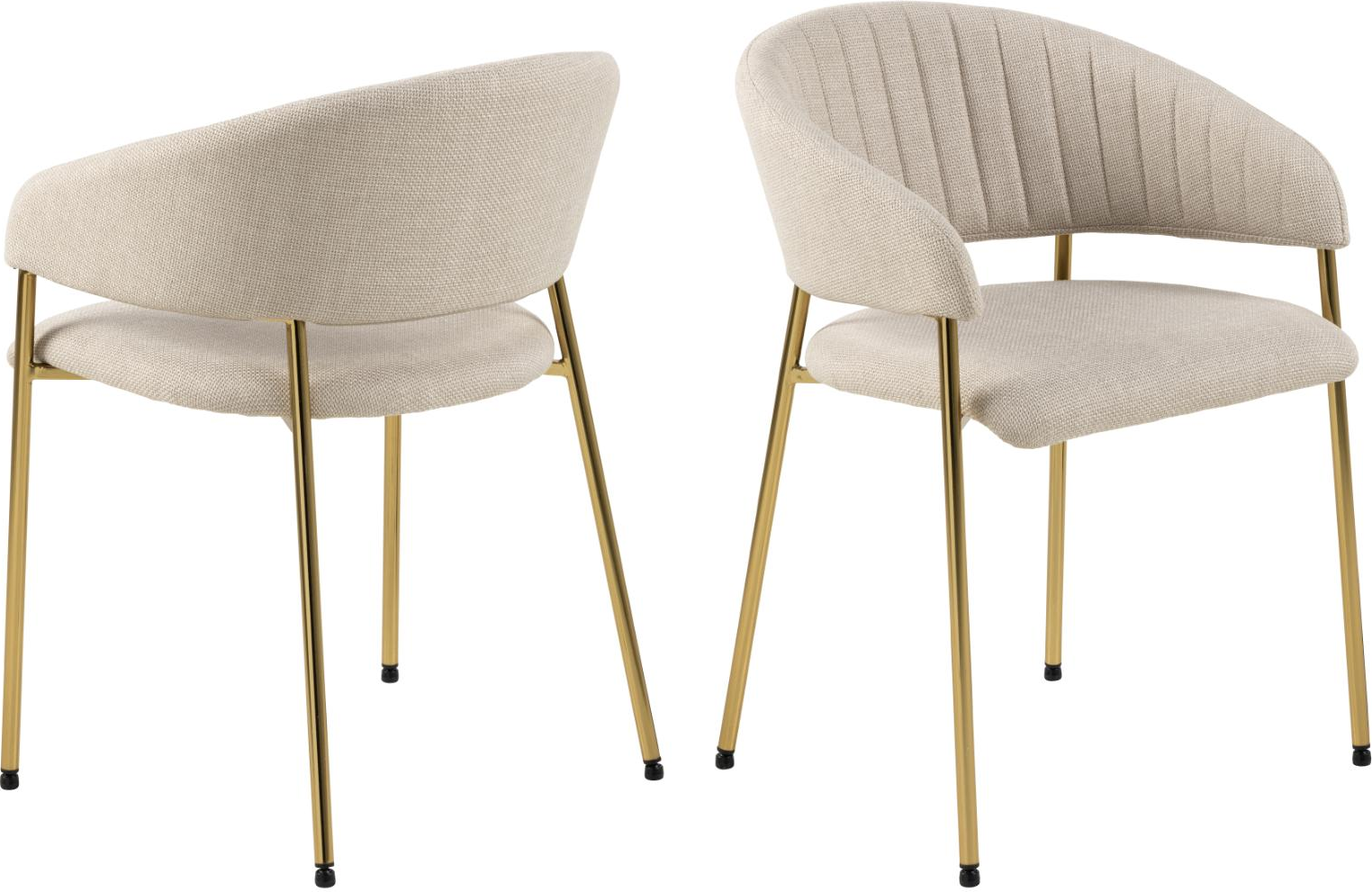 Spisebordsstol med armlæn Signature Faylina i beige Basel stof med gyldent kromstel