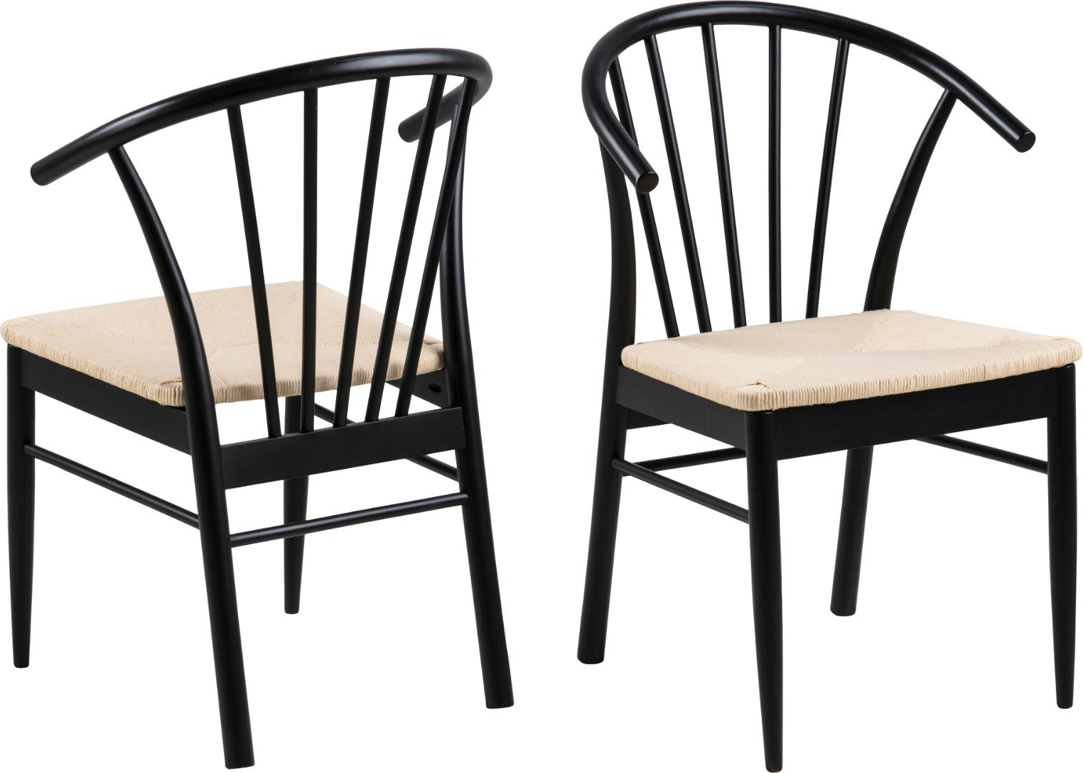 Spisebordsstol med armlæn Signature Zephira i mat sort eg og off white papirflet H83×B54×D54 cm