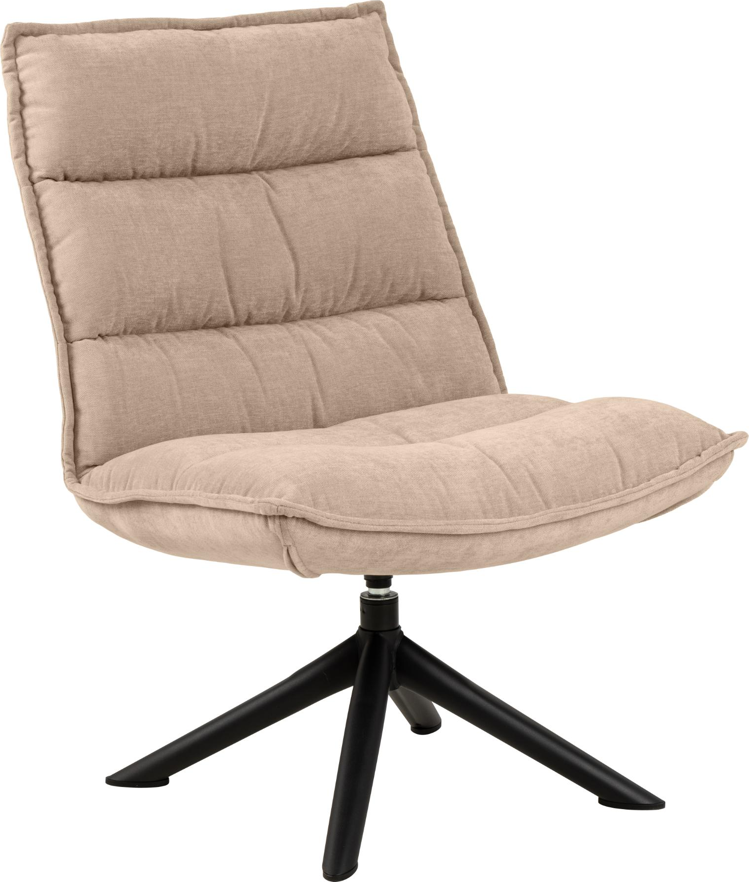 Loungelænestol Signature Pranira i beige Danny stof med sort pulverlakeret stålramme med 4-stjernede ben