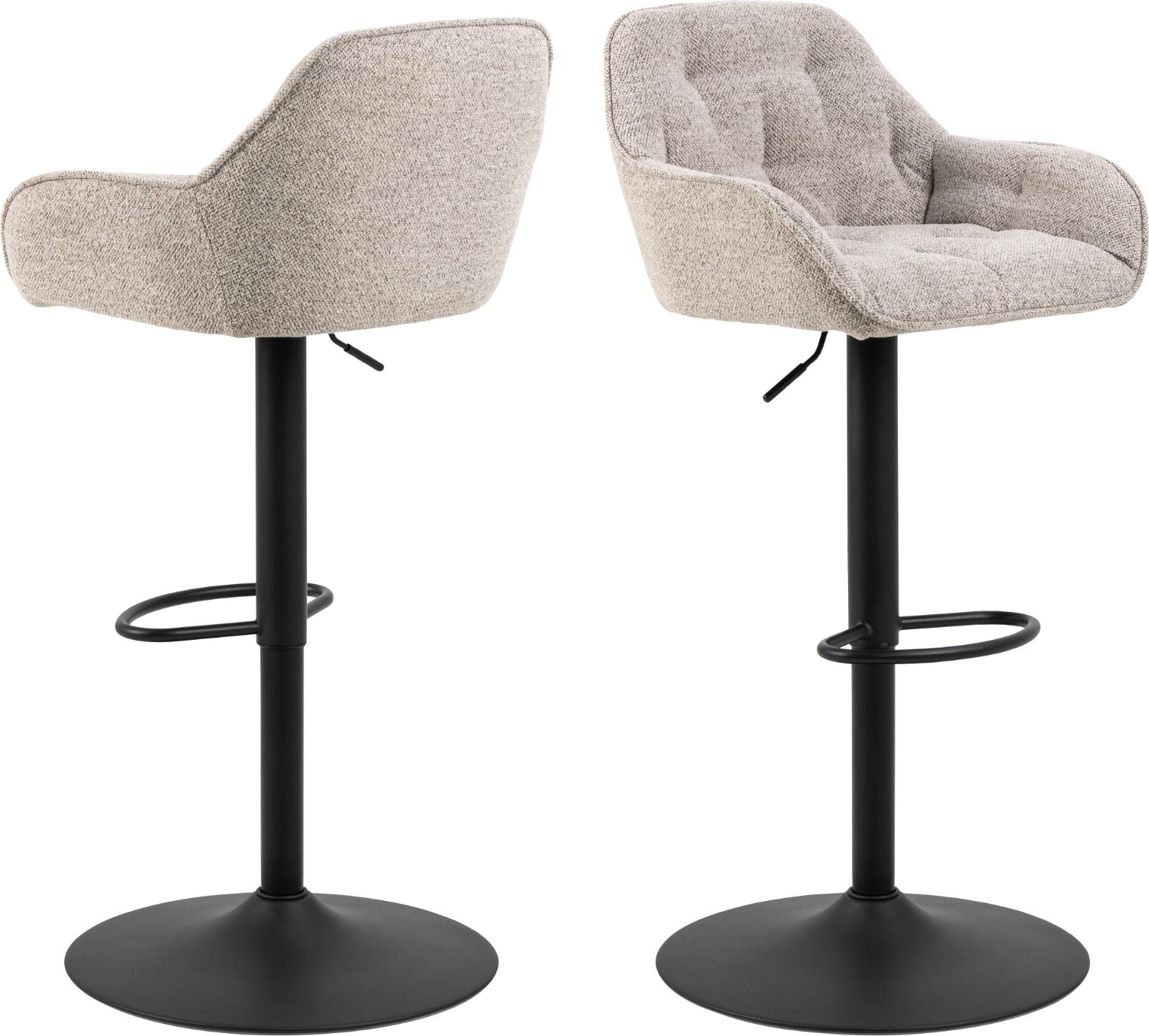 Barstol Signature Celinda Monza stof beige med mat sort stålbase H109xB52xD52 cm sæt af 2
