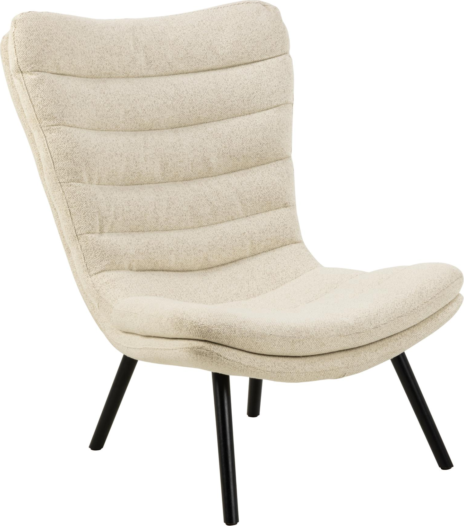 Hvilestol loungestol Signature Veloria flødefarvet Monza stof gummitræben sort lak H102xB82xD92,5 cm