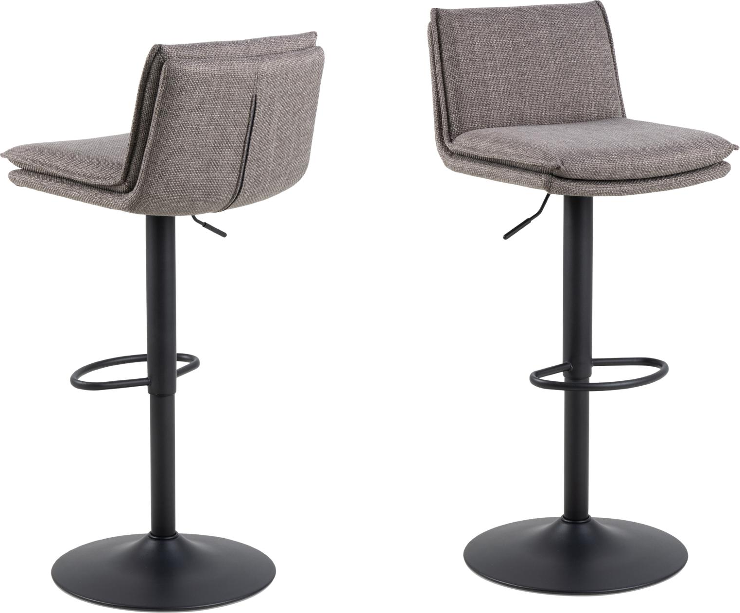 Barstol Signature Karissa i Basel-stof lys gråbrun med mat sort trompetstel og oval fodstøtte