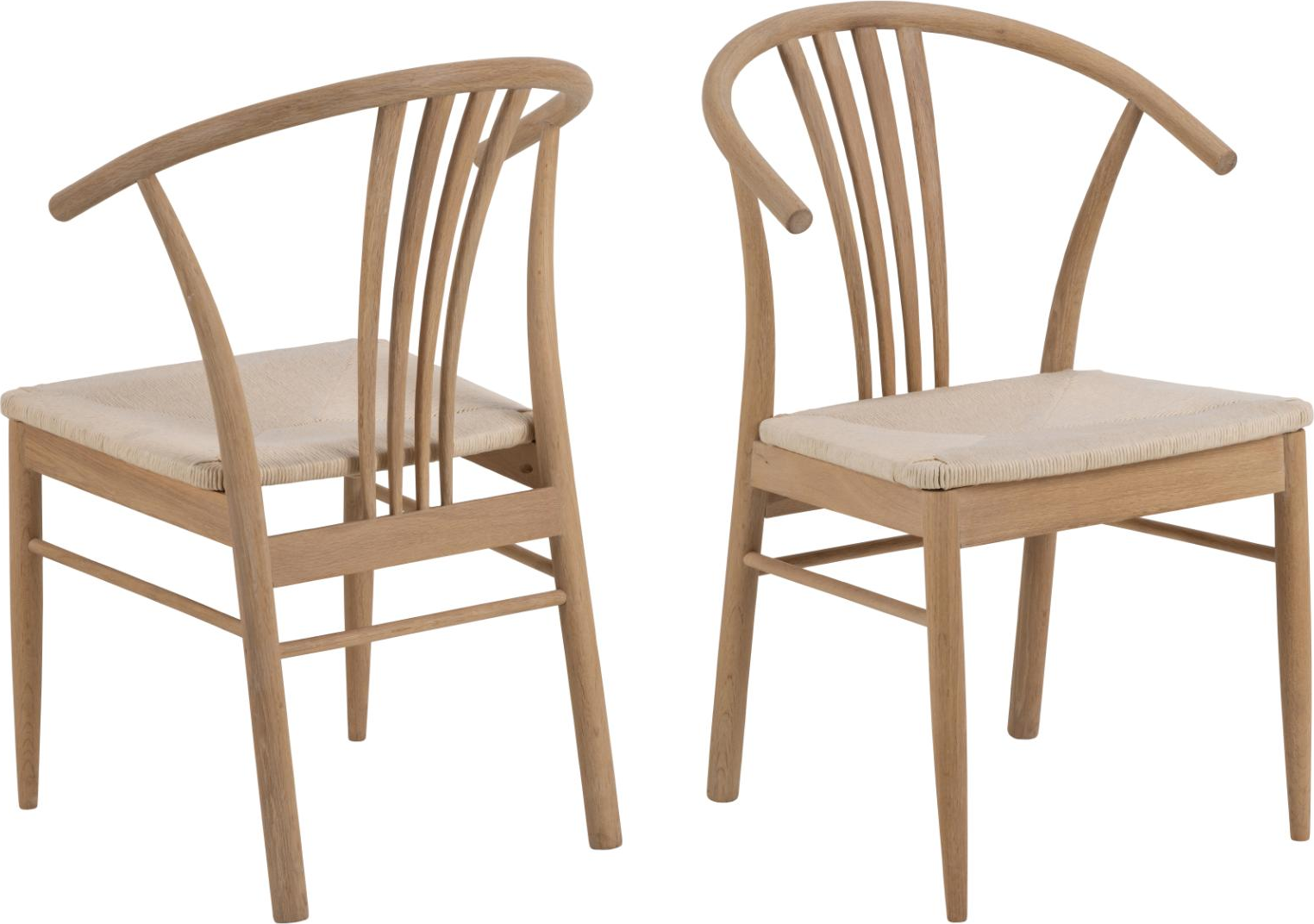 Spisebordsstol med armlæn Signature Quinara natur i papirflet og hvidpigmenteret olieret eg