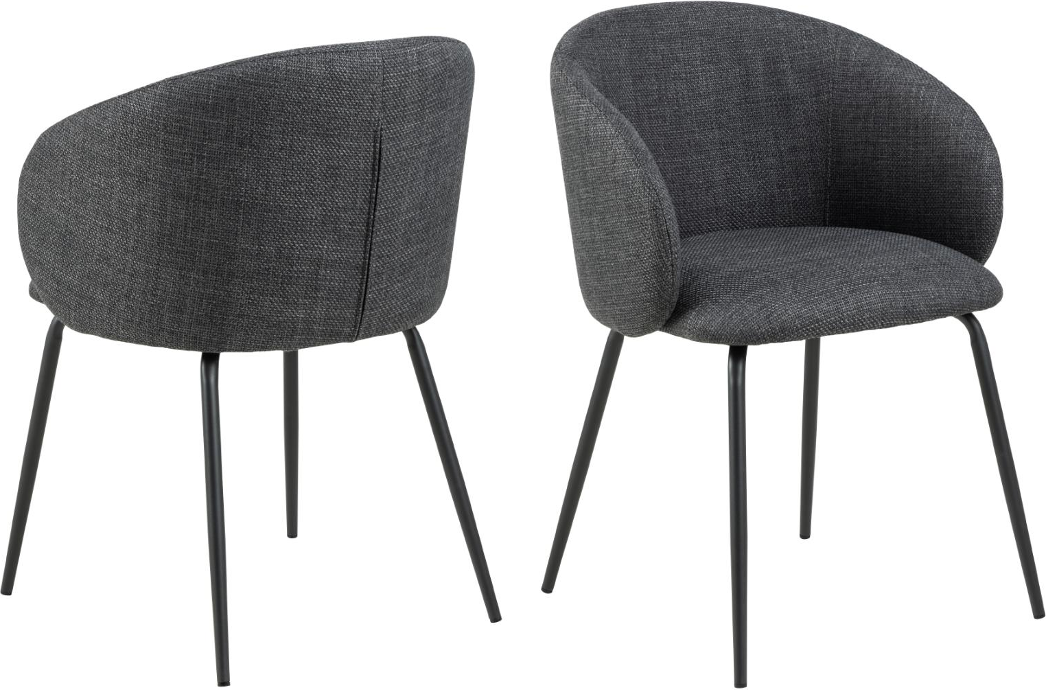 Spisebordsstol med armlæn Signature Isolde mørkegrå Basel stof mat sort stel