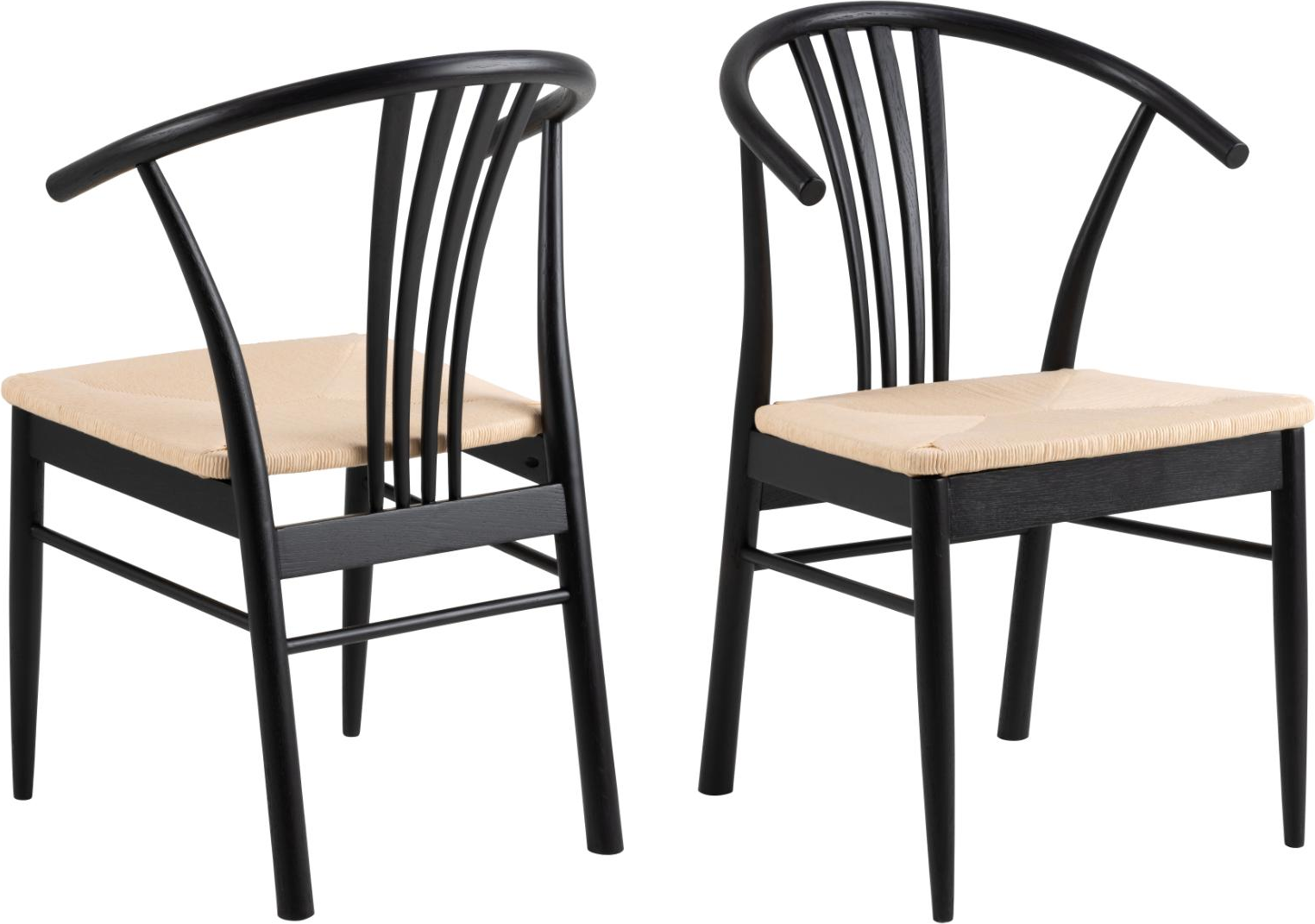 Spisebordsstol med armlæn Signature Quinara mat sort eg med off white papirflet H83xB54xD54 cm