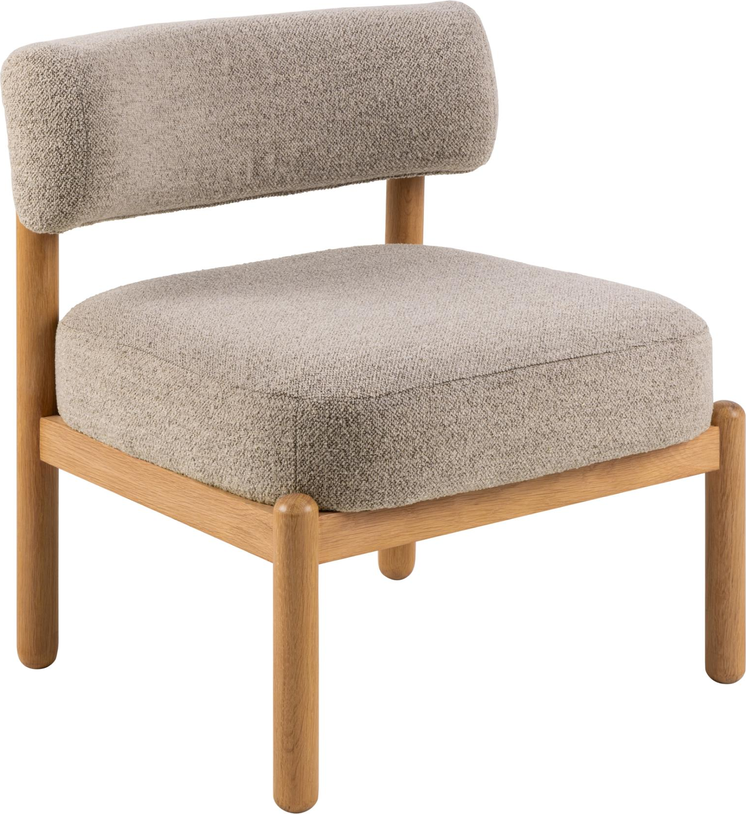 Loungestol/lænestol Signature Fionella beige flammehæmmende Monza stof med pocket-fjedre og egetræsben