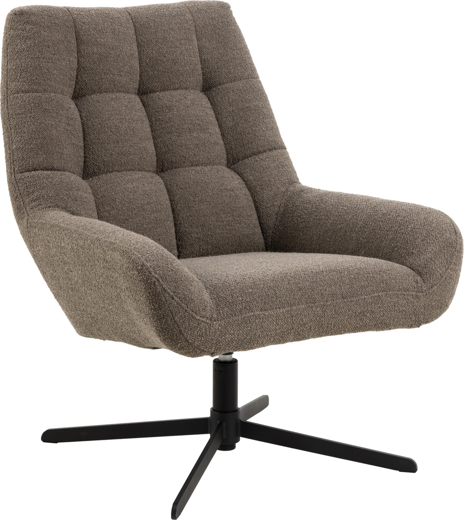 Hvilestol Signature Adelisse i taupegrå Monza stof med mat sort 4-stjernet drejestel