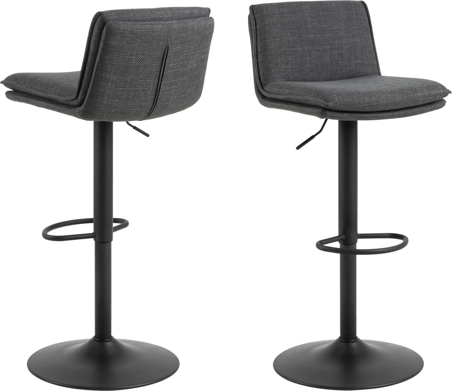 Barstol Signature Karissa i mørkegråt Basel-stof med mat sort stålramme og oval fodstøtte