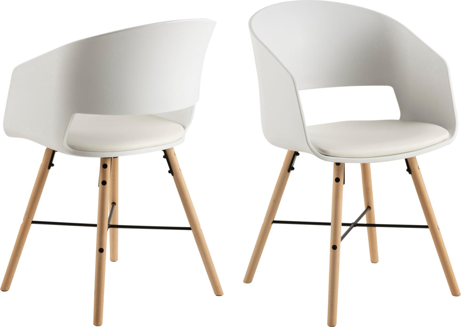 Spisebordsstol med armlæn Signature Xandira 2-pak hvidt PU-læder bøgetræ