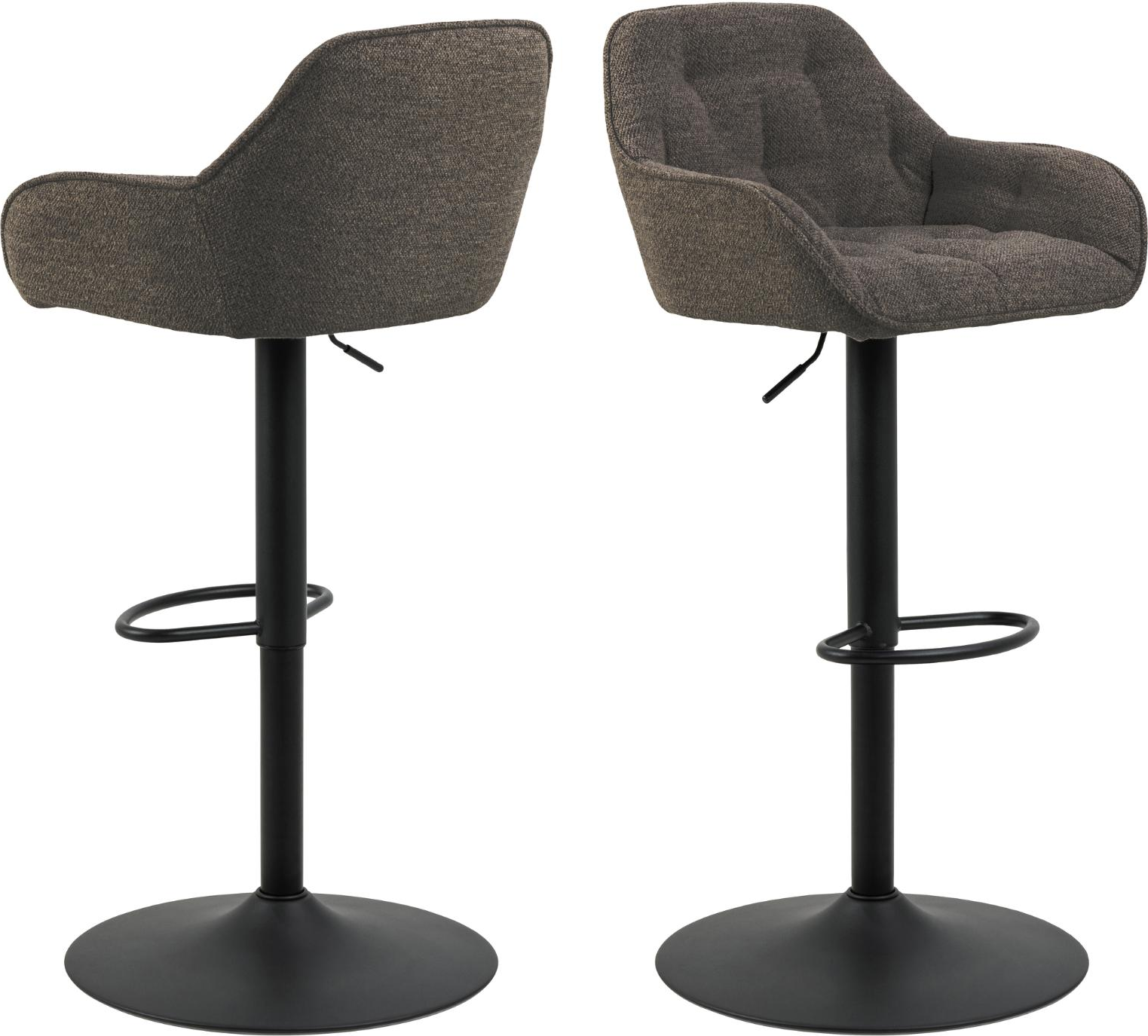 Barstol Signature Celinda 2-pak i taupefarvet Monza stof med drejefunktion og oval fodstøtte