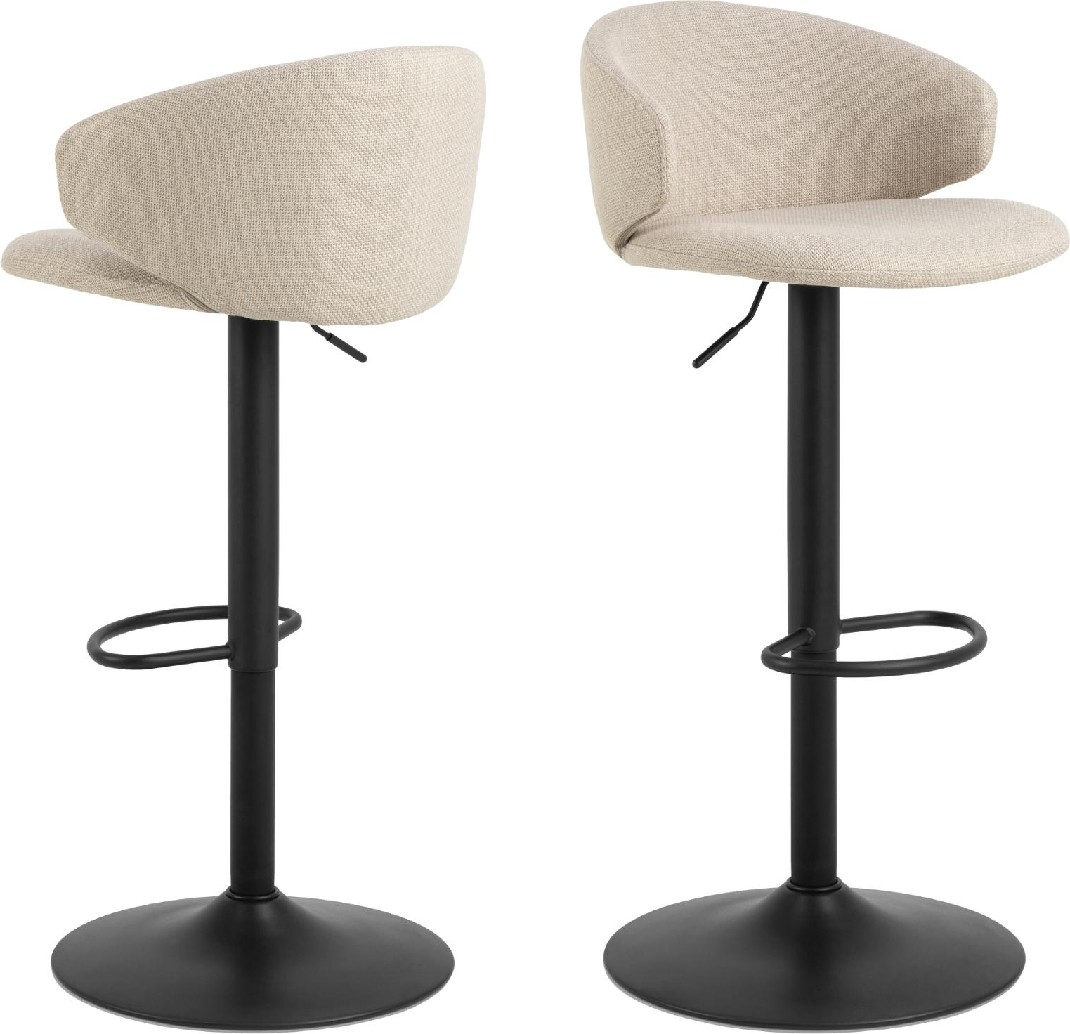 Barstol Signature Oceana i beige Basel-stof med mat sort stålben H107xB46xD38 cm