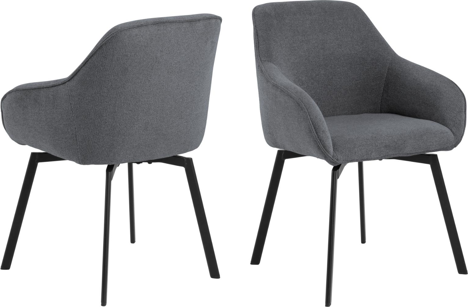 Spisebordsstol med armlæn Signature Galissa antracit Caso stof mat sort stel