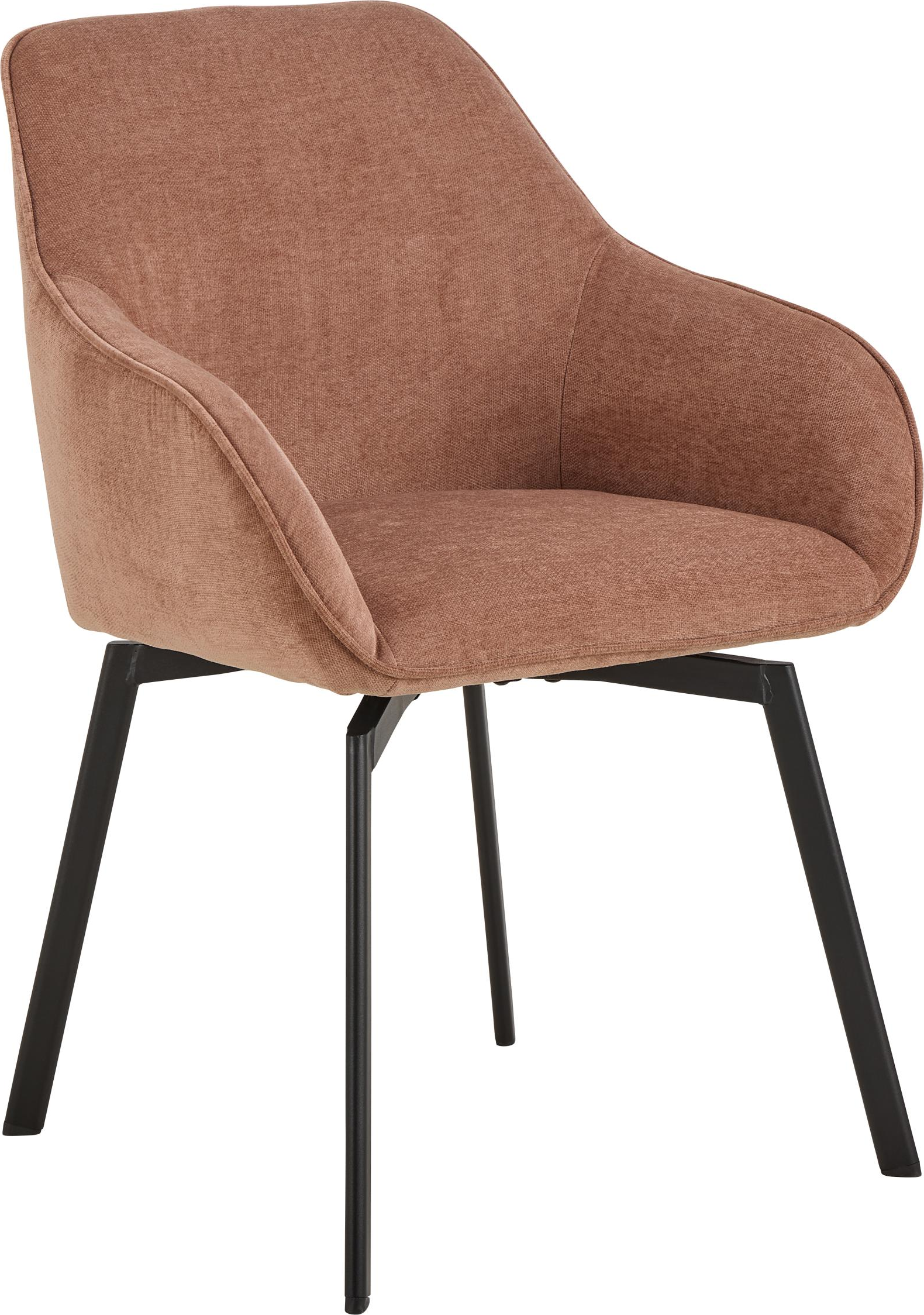 Spisebordsstol med armlæn Signature Galissa i rosewood Danny stof og mat sort stålstel