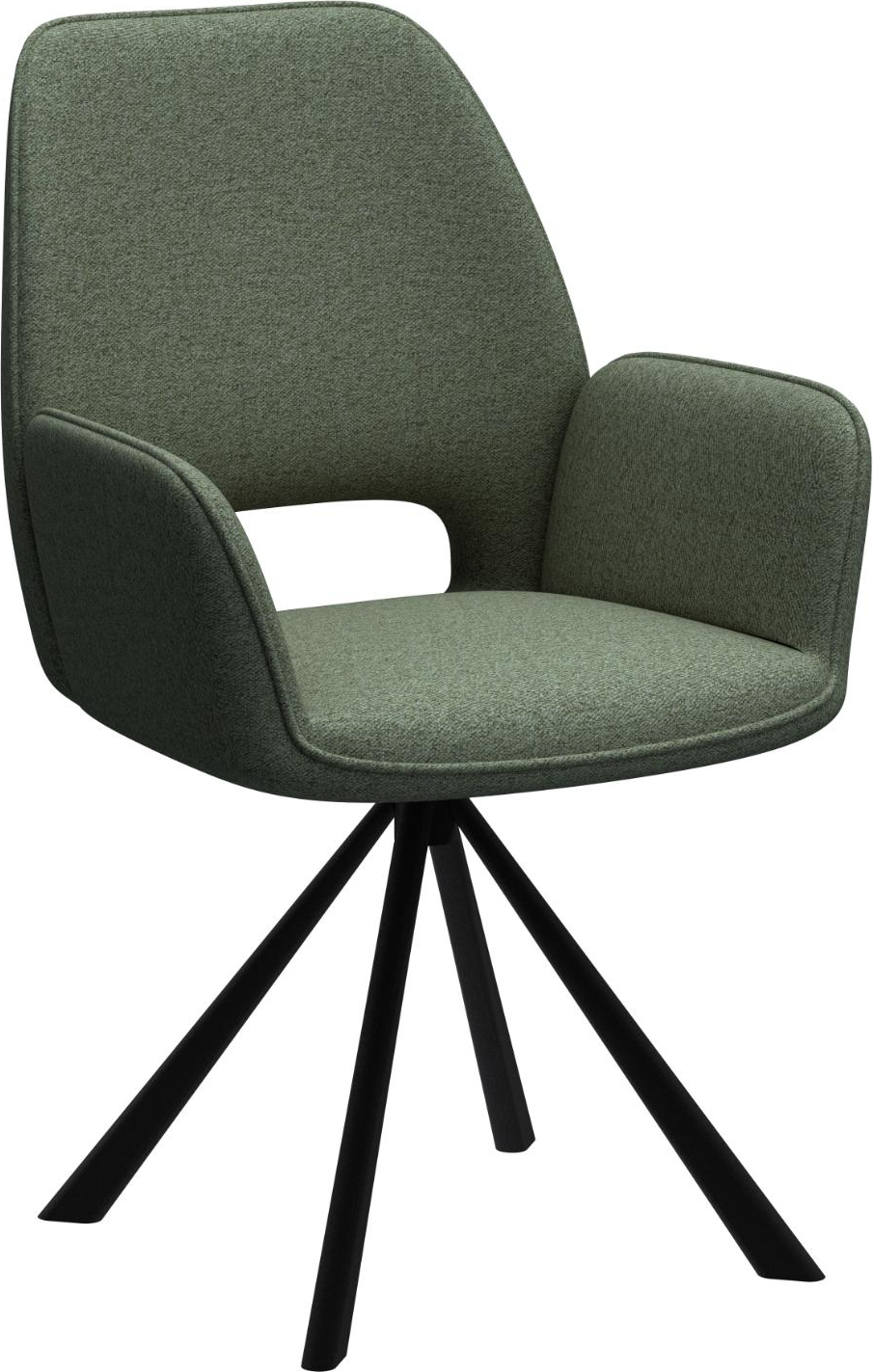 Spisebordsstol med armlæn Signature Norisse grøn Apia-stof matsort stel